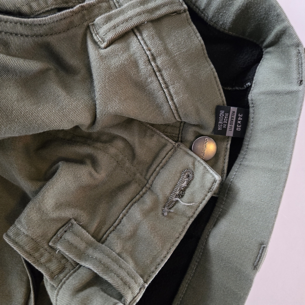 Carhartt Fleece Lined Relaxed Fit Work Pants - Moss Green - 34x30 - NWT - Picture 2 of 4